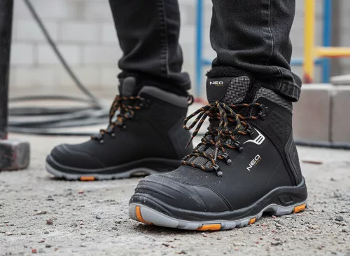 Neo Tools Munkavédelmi bakancs S1 SR C1 FO, kompozit orrmerevítő, hőszigetelt nubuk+PE felsőrész, csúszásmentes talp 40