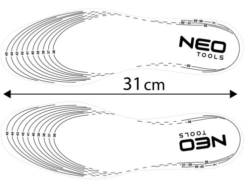 Neo Tools Talpbetét, zselés sarokvédő betét, talpboltozat merevítés, nedvességelvezető perforáció, univ. méret, 41-47