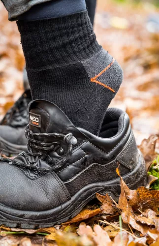 Neo Tools Munkavédelmi zokni, rövid, 70% pamut, 30% poliészter, megerősített sarok, lélegző, 39–42