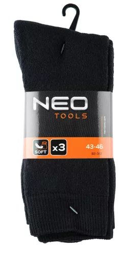 Neo Tools Munkavédelmi zokni, 3pár, hosszú, 70% pamut, 30% poliészter, 43–46