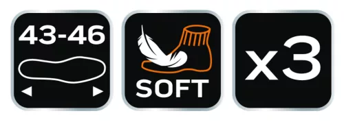 Neo Tools Munkavédelmi zokni, 3pár, hosszú, 70% pamut, 30% poliészter, 43–46