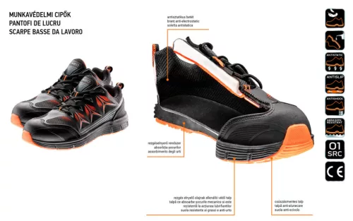 Neo Tools Munkavédelmi cipő, fémmentes, O1, 43