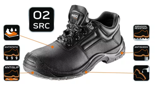 Neo Tools Munkavédelmi cipő O2 SRC, bőr, 39, CE