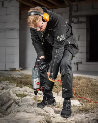 Neo Tools Munkavédelmi cipő, O1 SR, fekete textil-bőr, NEO AIR, légpárnás, fémmentes, csúszásgátlós talpfelület, 41