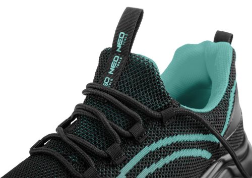 Neo Tools Munkavédelmi cipő, O1 SR, fekete-kék, NEO AIR, légpárnás, fémmentes, csúszásgátló, antisztatikus talp, 46