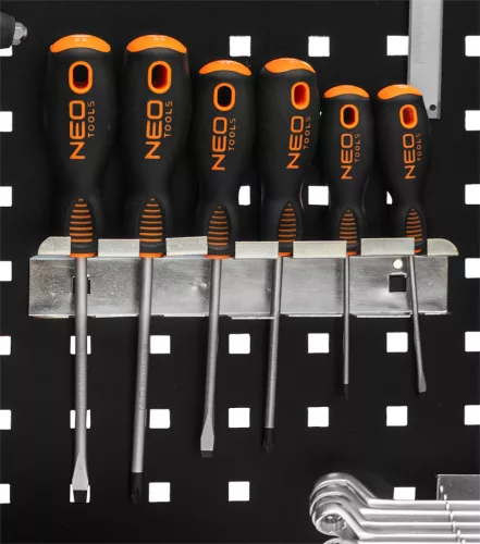 Neo tools Csavarhúzótartó kampó műhelykocsihoz, szerszámtartó falhoz(84-500, 501)