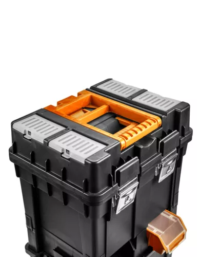 Neo tools Szerszámosláda, szerszámláda gurulós, műanyag, rakásolható, 495x360x710mm