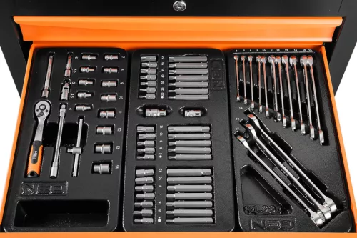 Neo Tools Szerszámkocsi, 5 fiókos, 117db szerszámmal, 680x460x825mm, szerszámkocsi