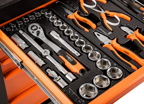 Neo Tools Szerszámkocsi, 5 fiókos, 117db szerszámmal, 680x460x825mm, szerszámkocsi