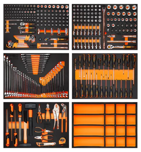 Neo Tools Műhelykocsi PRO 7 fiókkal, 329db szerszámmal 805x972x460mm, szerszámkocsi