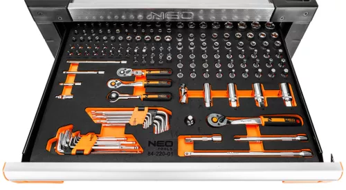 Neo Tools Műhelykocsi PRO 7 fiókkal, 329db szerszámmal 805x972x460mm, szerszámkocsi