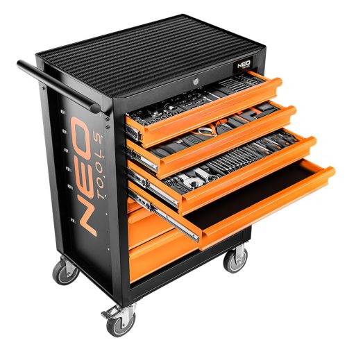 Neo Tools Szerszámkocsi, 7 fiókos, 129db szerszámmal, 680x460x1030mm, szerszámkocsi