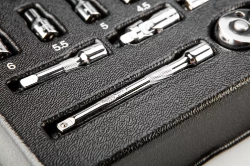 Neo tools Dugókulcskészlet 1/4", 19db, 4-14mm, szerszámkocsiba rakható tálcában