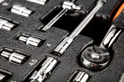 Neo tools Dugókulcskészlet 1/4", 19db, 4-14mm, szerszámkocsiba rakható tálcában