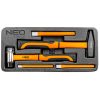 Neo tools Kalapácskészlet és vésőkészlet, 5db, szerszámkocsiba rakható tálcában