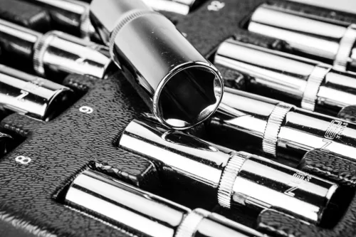 Neo tools Dugókulcskészlet hosszú 1/2” 14db, 8-21mm, szerszámkocsiba rakható tálcában