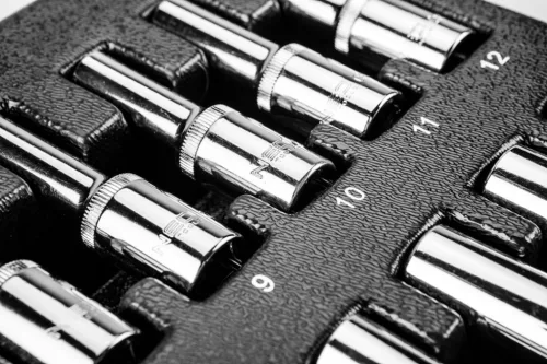 Neo tools Dugókulcskészlet hosszú 1/2” 14db, 8-21mm, szerszámkocsiba rakható tálcában