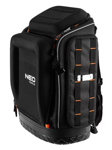 Neo Tools Szerszámos hátizsák, fekete, 20l, erősített 600D poliészter, kívül 7 zseb, belül 19 zseb