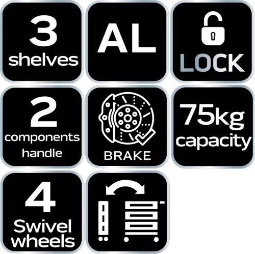 Neo tools Nyitott összecsukható szerszámkocsi, 83.5 x 66 x 42cm, 75kg terhelhetőség ÜRES