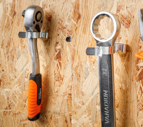 Neo Tools Szerszámtartó klipsz, falra szerelhető, horganyzott acél, átmérő 38mm, 10db