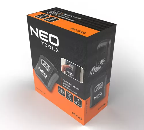 Neo Tools Kulcsdoboz, számzáras, falra szerelhető 115x95x40mm