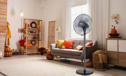 Neo Tools Álló ventilátor 50W, átmérő 40cm, 3 sebességfokozat, forgó, 2 in1 állitható magasság