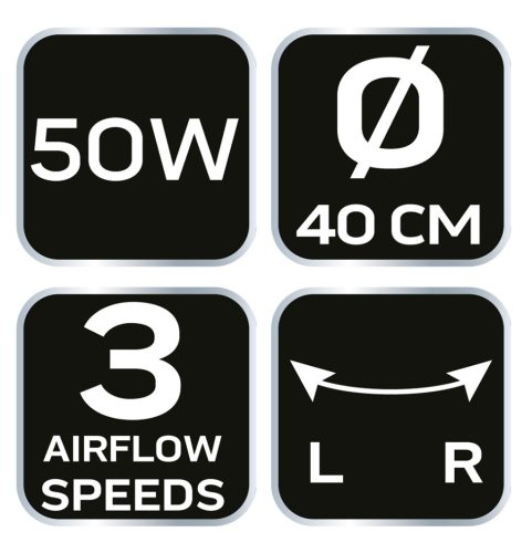 Neo Tools Álló ventilátor 50W, átmérő 40cm, 3 sebességfokozat, forgó, 2 in1 állitható magasság