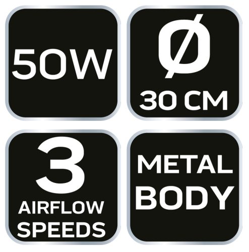 Neo Tools Padlóventilátor 50W, átmérő 30cm, 3 sebességfokoza