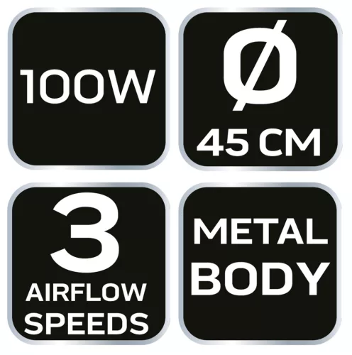 Neo Tools Padlóventilátor 100W, átmérő 45cm, 3 sebességfokoza