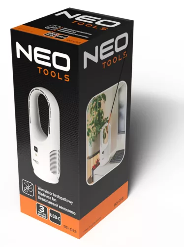 Neo Tools Ventilátor, akkumulátoros, belső-rejtett ventilátorlapátok, 2200mah akku, 3 fokozat, 3-12 óra működési idő