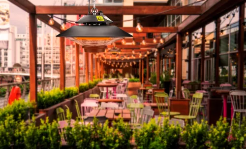 Neo Tools Halogén, infravörös mennyezeti hősugárzó 1500W, IP44, távirányitó, 9m2-ig, kül és beltérre