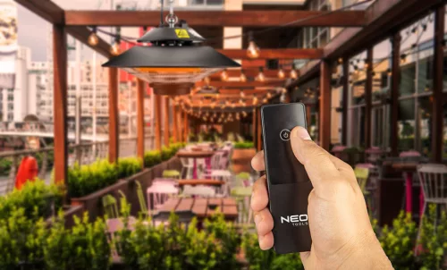 Neo Tools Halogén, infravörös mennyezeti hősugárzó 1500W, IP44, távirányitó, 9m2-ig, kül és beltérre