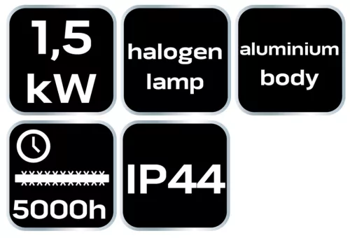 Neo Tools Halogén, infravörös mennyezeti hősugárzó 1500W, alumínium, IP44, kül és beltéri