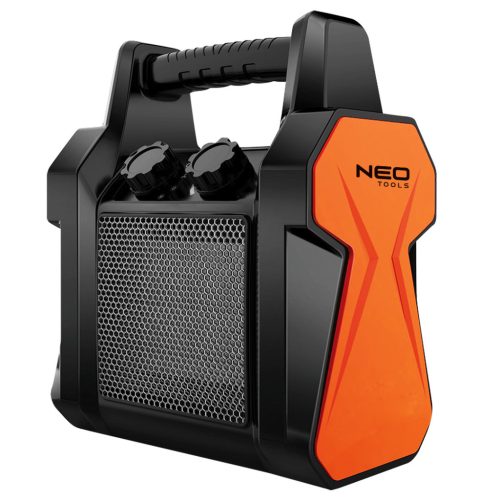 Neo Tools Ipari PTC Elektromos Kerámia Hősugárzó 3 kw, termosztát, levehető fogantyú, borulásvédelem, 210 m3/h