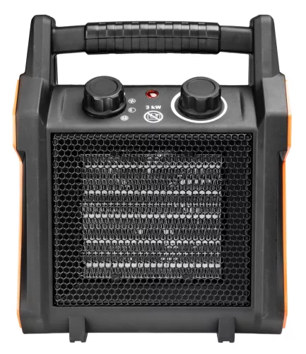 Neo Tools Ipari PTC Elektromos Kerámia Hősugárzó 3 kw, termosztát, levehető fogantyú, borulásvédelem, 210 m3/h
