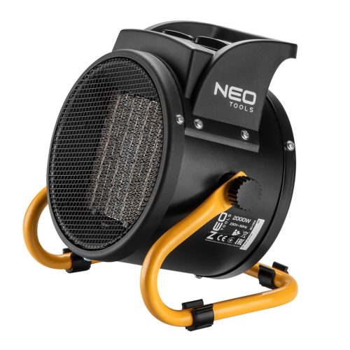 Neo Tools Ipari PTC Elektromos Kerámia Hősugárzó 2 kw, Két fokozat, állítható szög, levehető fogantyú, 197 m3/h