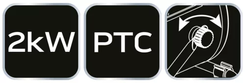 Neo Tools Ipari PTC Elektromos Kerámia Hősugárzó 2 kw, Két fokozat, állítható szög, levehető fogantyú, 197 m3/h