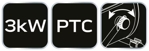 Neo Tools Ipari PTC Elektromos Kerámia Hősugárzó 3 kw, Két fokozat, állítható szög, levehető fogantyú, 280 m3/h