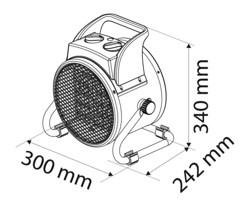 Neo Tools Ipari PTC Elektromos Kerámia Hősugárzó 5 kw, Két fokozat, állítható szög, levehető fogantyú, 588 m3/h