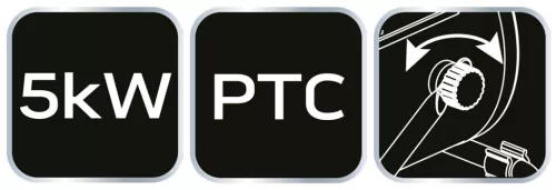 Neo Tools Ipari PTC Elektromos Kerámia Hősugárzó 5 kw, Két fokozat, állítható szög, levehető fogantyú, 588 m3/h