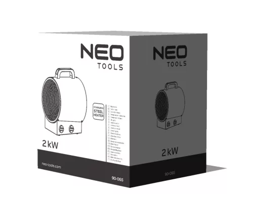 Neo Tools Ipari Elektormos hősugárzó termosztáttal 2kW, ipari, szabadonálló, 253 m3/h