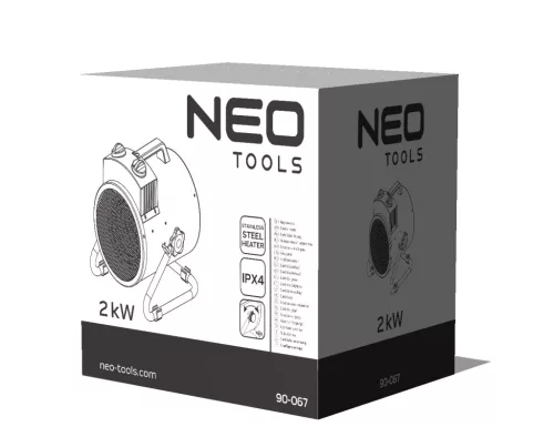 Neo Tools Ipari elektromos hősugárzó 2kW, állíth. üzemmód, IPX4(vizálló), állíth. szög, szabadonálló, 330 m3/h