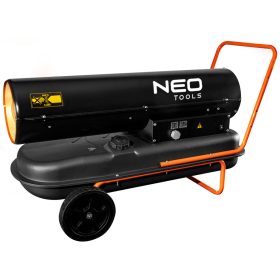   Neo Tools Gázolajos hőlégbefúvó, 50kW, 50l, fogyasztás: 4.7l / h, teljesítmény: 1100 m3 / h, kerekekkel