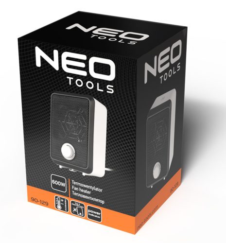 Neo Tools Fűtőventillátor, asztali, 600W, termosztát, hőmérséklet szabályzó