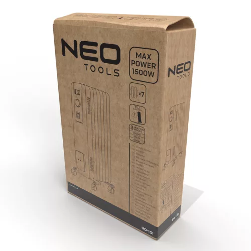 Neo Tools Olajradiátor, 7 bordás, 2 fokozatú, 900/1500W