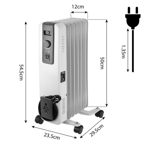 Neo Tools Olajradiátor, 7 bordás, 2 fokozatú, 900/1500W