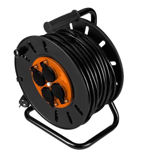 Neo Tools Kábeldob, hosszabbító, 40m/3x1,5mm2 réz kábel, 230V, IP20, hőkioldó, műanyag dob, fém keret