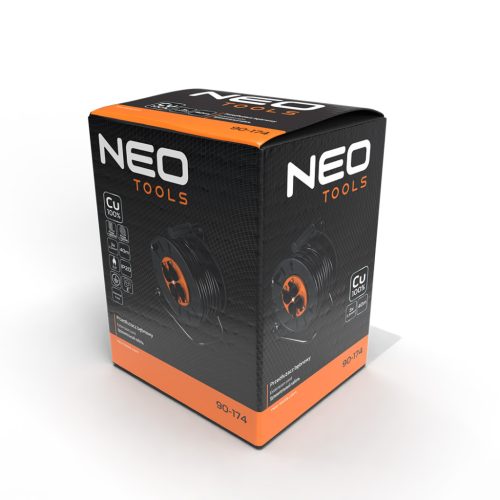 Neo Tools Kábeldob, hosszabbító, 40m/3x2,5mm2 réz kábel, 230V, IP20, hőkioldó, műanyag dob, fém keret