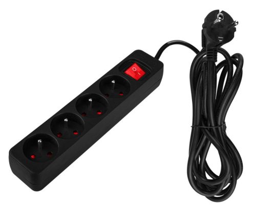 Neo Tools hosszabbító 3,0m 4 d.alj fekete ki/be kapcsolós