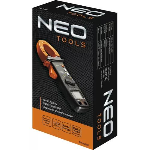Neo Tools Multiméter Digitális lakatfogó, AC V, DC V, AC A, DC A Ellenállás, Dióda, Folytonosság